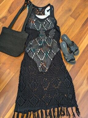 NWOT Torrid Black Crochet Knit Sleeveless Maxi